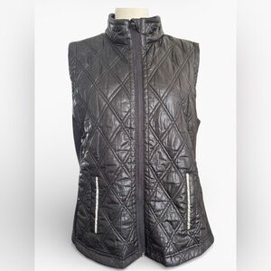 Black Quilted ZIP Vest for Women Petite Large PL
